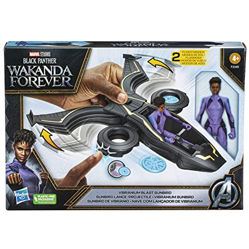 Marvel Studios' Black Panther: Wakanda Forever, véhicule Sunbird Lance-Projectile avec Figurine articulée Shuri, à partir de 4 Ans