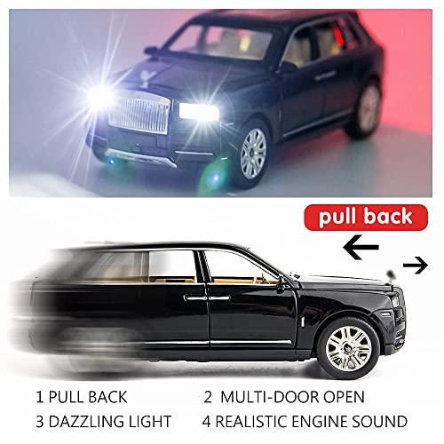 Image of New 1:24 RR Cullinan Diecast Alloy Metal Pull Back Car with Openable Doors Music Sound and Light Vehicle Toy Car for Kids Boys (Red)