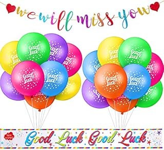 21 Pieces Sorry Your Leaving Decorations We Will Miss You Good Luck Banner Sash and Balloon Good Luck Decorations for Retirement Farewell Graduation Leaving Going Away Party (Bright Color)