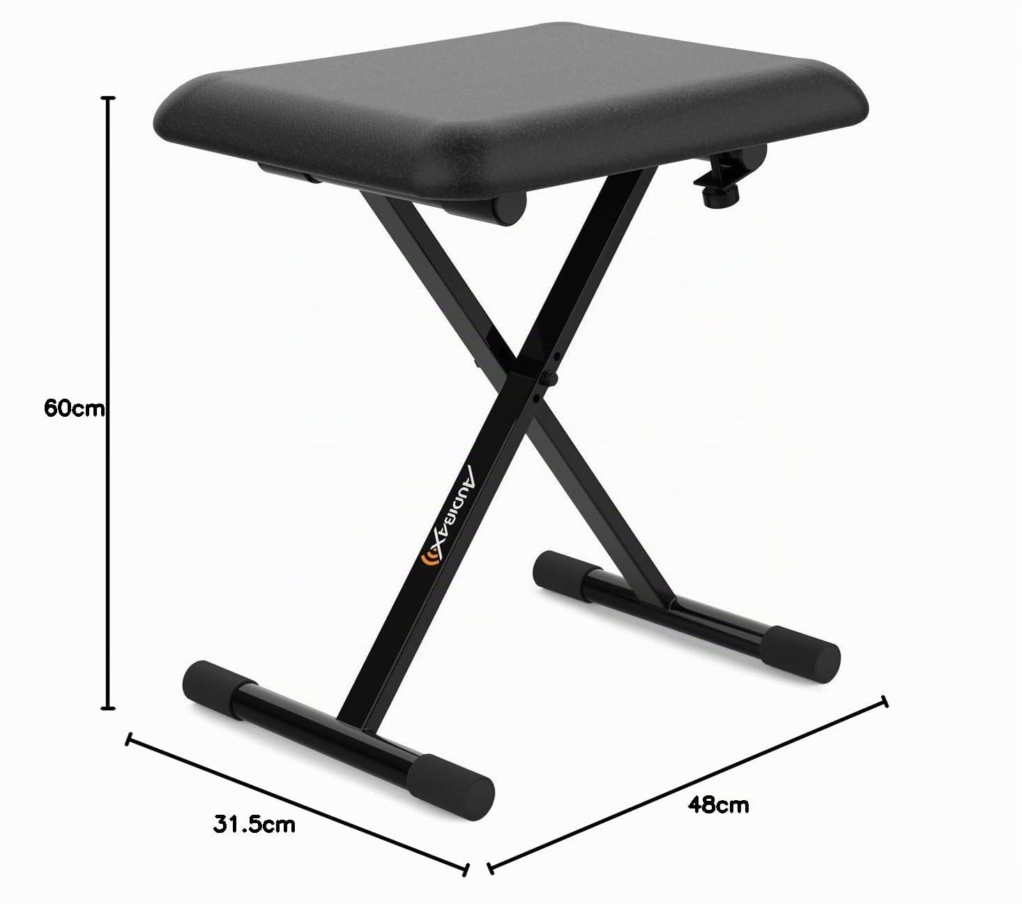 Audibax KB100B - Sgabello per Pianoforte o Tastiera - Panca per Pianoforte Pieghevole Resistente - Altezza Regolabile da 43 a 48 cm - Sgabello per Tastiera Imbottito - Piedini in Gomma Antiscivolo