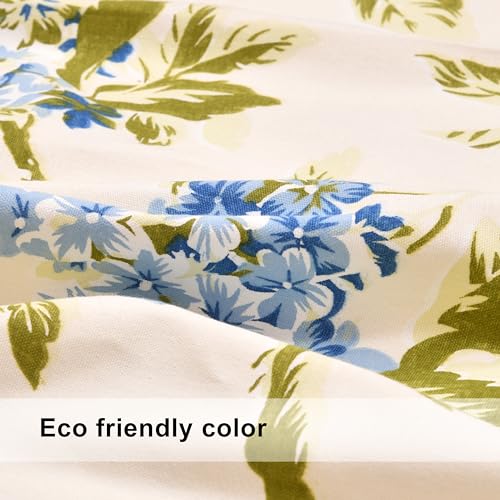 Image of THE LINEN COMPANY Cotton Duck Canvas Curtains 6 Feet Long, Printed Floral Curtains for Door & Window, 6ft Set of 2, Flower Heaven Blue