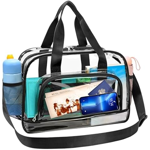 HUANLANG Clear Tote Bag Stadium Approved,See Through Bag Durable Clear Stadium Bag for Women and Men, Large Transparent Bag for Stadium Work Travel Concerts and Sporting Events Cover
