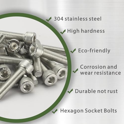 AMLOOPH M5 Screws, M5 x 35mm Allen Socket Head Cap Screws/Bolts - 5mm Diameter Fully Threaded M5 Bolts 35mm A2 Stainless Steel Long Hex Socket Screw Coarse (Pack Of 20) - Image 3