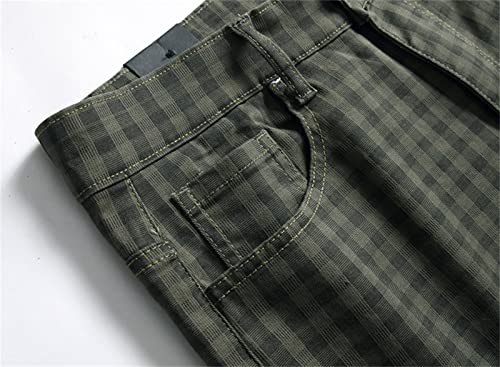 Men's Plaid Stretch Casual Pants Print Flat Front Tapered Fit Dress Pants Slim Stylish Business Golf Trousers3