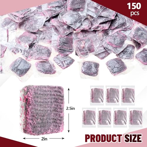 Image of Honeydak 150 Pack Separately Packaged Soap Pads, Metal Scouring Pads 2.5 x 2 Inch, 15 Gram Metal Wire Scourers Sponges for Stove Pot Pan Oven Kitchen Cooker Hood(Updated)