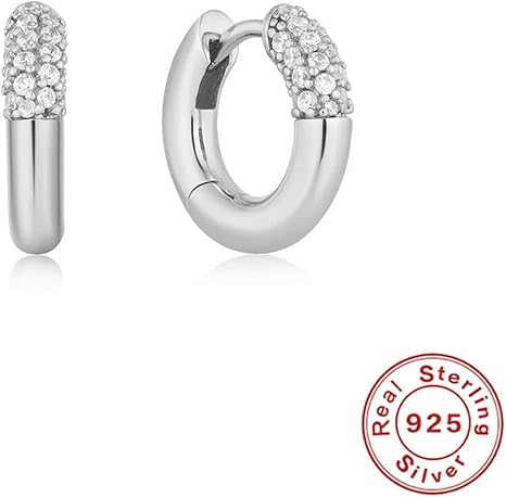 Orecchini a cerchio in argento 925, piccoli, da matrimonio, da