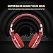 Bluedio T2s Bluetooth Headphones On Ear with Mic, 57mm Driver Rotary Folding Wireless Headset, Wired and Wireless Headphones for Cell Phone/TV/PC, 40 Hours Play Time (Red)