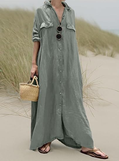 Maxi Dresses For Women 2025 Chouyatou Women's Boho Crochet Shirts