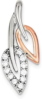 Colar de prata esterlina 925 rosa vermeil zircônia cúbica CZ folha deslizante pingente Omega joias finas para mulheres presentes para ela, Prata esterlina Pedra Zircônia cúbica, Zircônia cúbica