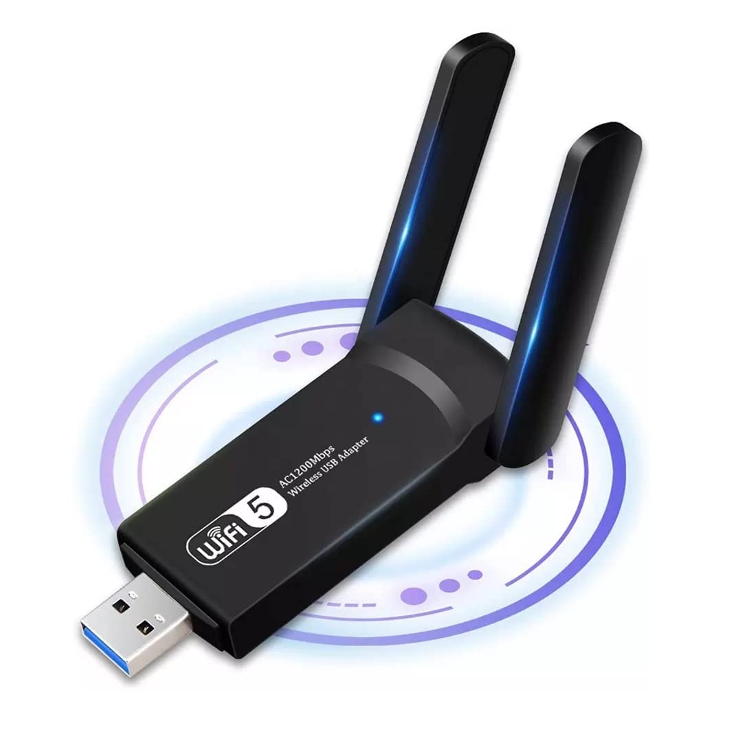Wavenex USB WiFi Adapter for PC AC1300 Dual Band 2.4G/5GHz, WiFi USB Adapter 1300Mbps, USB 3.0 Wireless Dongle with Dual Antenna, MU-MIMO, Desktop Laptop Windows 11/10 (Non Bluetooth)