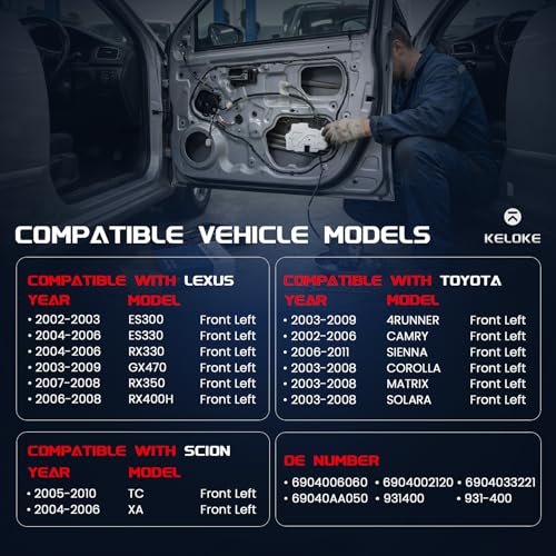 Image of KELOKE Door Lock Latch Actuator Compatible with Lexus ES300 RX400h RX350 2002-2009 & Scion tC xA 2004-2010 & Toyota 4Runner Camry 2002-2011, Front Left Driver Side, Replaces# 69040AA050 931-400