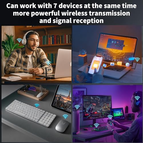 Image of USB Bluetooth 5.4 Adapter for Desktop PC: Long Range 500FT Wireless Dongle with 5dBi Antenna Plug & Play for Laptop Windows 11 /10 /8.1, Pair BT Headphones /Headset /Speaker /Mouse /Keyboard /Printer