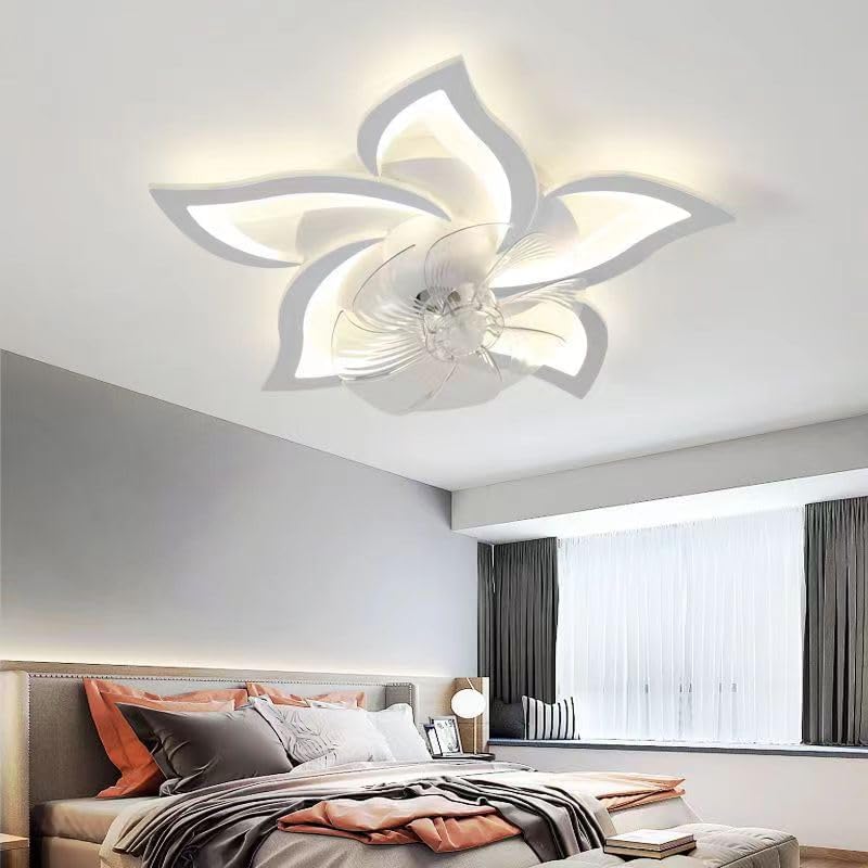 Low Profile Ceiling Fan with Light,110v Modern Dimmable Fancy Ceiling Fan with Remote Control/App Control,Timer 6 Speed Fan Ceiling Light (Shooting Star,65)