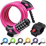 NDakter Bike Lock Cable, 4 Feet High Security 5 Digit Resettable Combination Coiling Bike Cable Lock