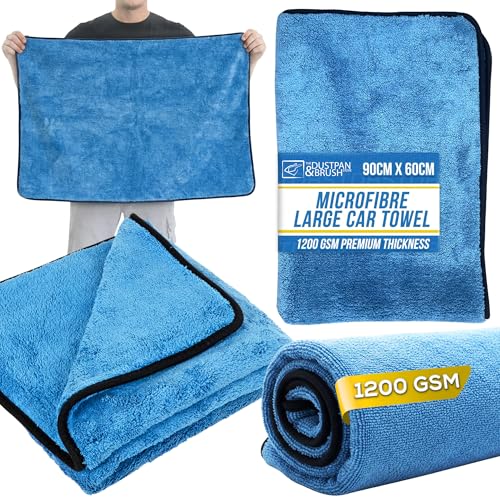 Large Microfibre Drying Car Towel - 1200 GSM Cloth Super Absorbent Dual Layer Extra Large 90cm x 60cm - Extra Soft & Thick Microfibre Cloth for Car Cleaning Products - Machine Washable