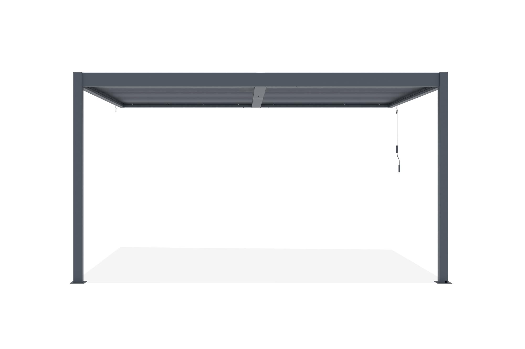CAZEBOO Pergola Bioclimatica Addossata PIANA 388x298 cm (4x3 m – 12 m²) Alluminio Grigio Antracite – Lamelle Orientabili 0-110° Acciaio – Resistente Vento 70 km/h – Kit Completo con Manovella