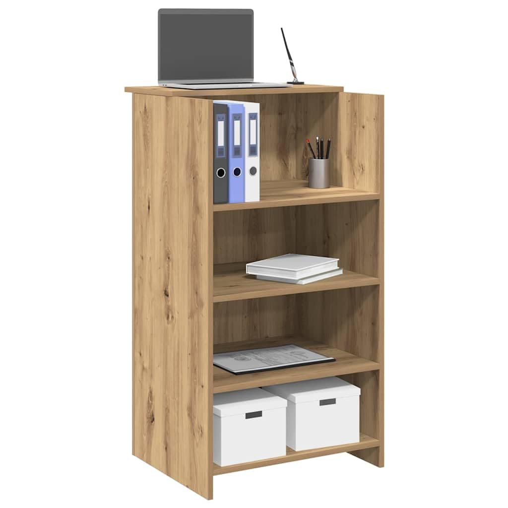 Bancone da ricevimento in rovere Artisan, 55 x 50 x 103,5 cm, con ripiano, spazio e banconi, segretario versatile per ufficio, casa, studio, ergonomico e salvaspazio