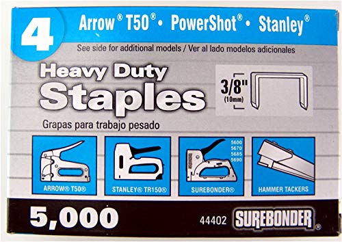 Surebonder 44402 #4 3/8-Inch Length Heavy Duty Staples, 5000 Count Per Box