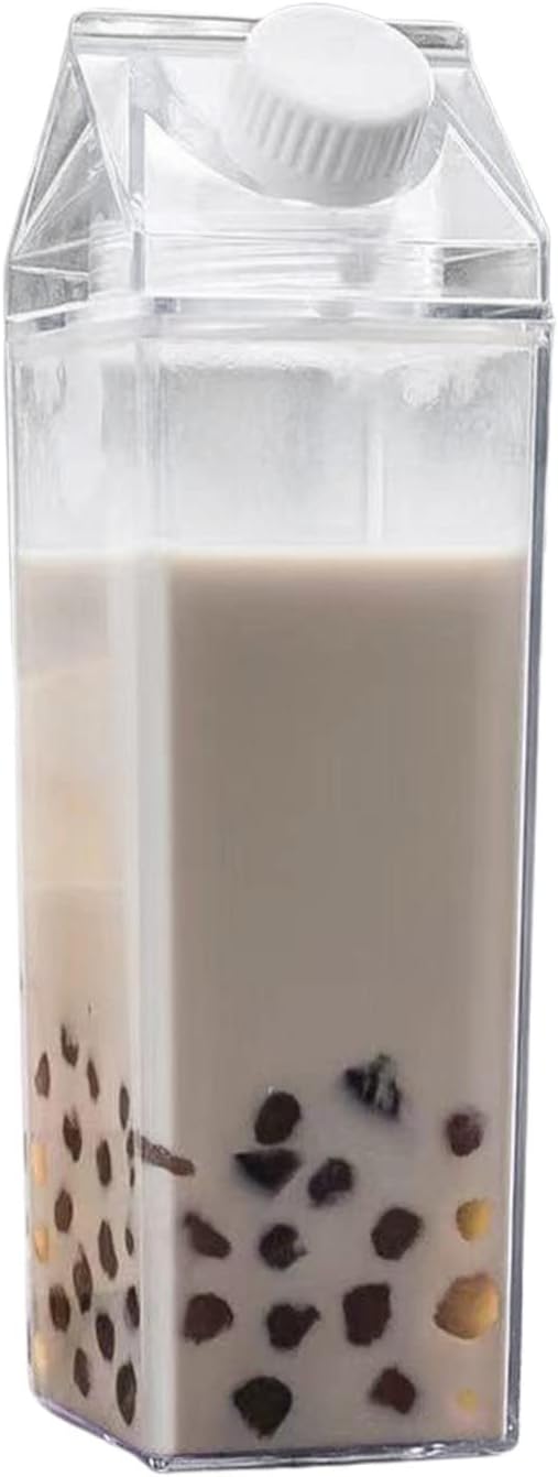 Amazon｜牛乳パック水筒、水筒、水筒 ボトル、クリアウォーターボトル、牛乳パック水牛乳パッ、ク水筒クリア牛乳パッ、ク水筒かわいい水筒ボトル、プラスチック透明四角い水筒、直飲み PCアクア