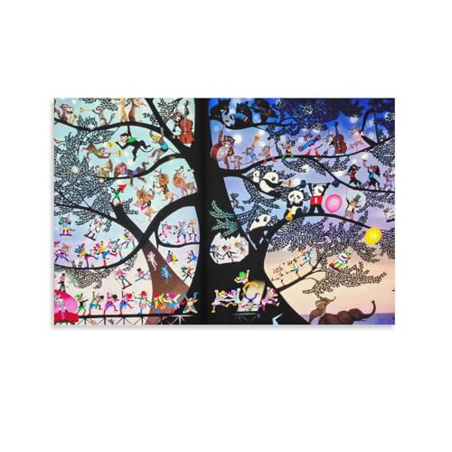 藤城清治 油絵 クールの印刷 複製画 絵画 アートポスター (7) キャンバス プリント 部屋飾り ウォールアート ベッドルーム ポスター 壁の絵 版画 インテリア24x36inch(60x90cm)