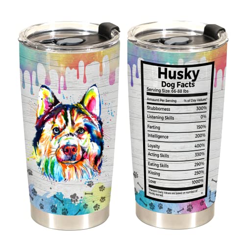 Gift for Husky Lovers – 20oz Stainless Steel Tumbler Cup Mug, Fun...