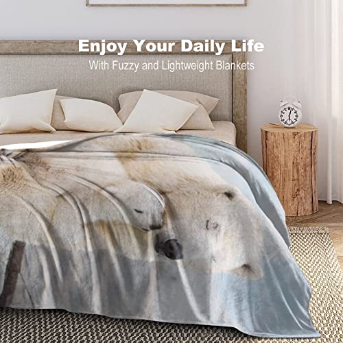 Couverture flanelle super douce ours polaires plaid chaud microfibre