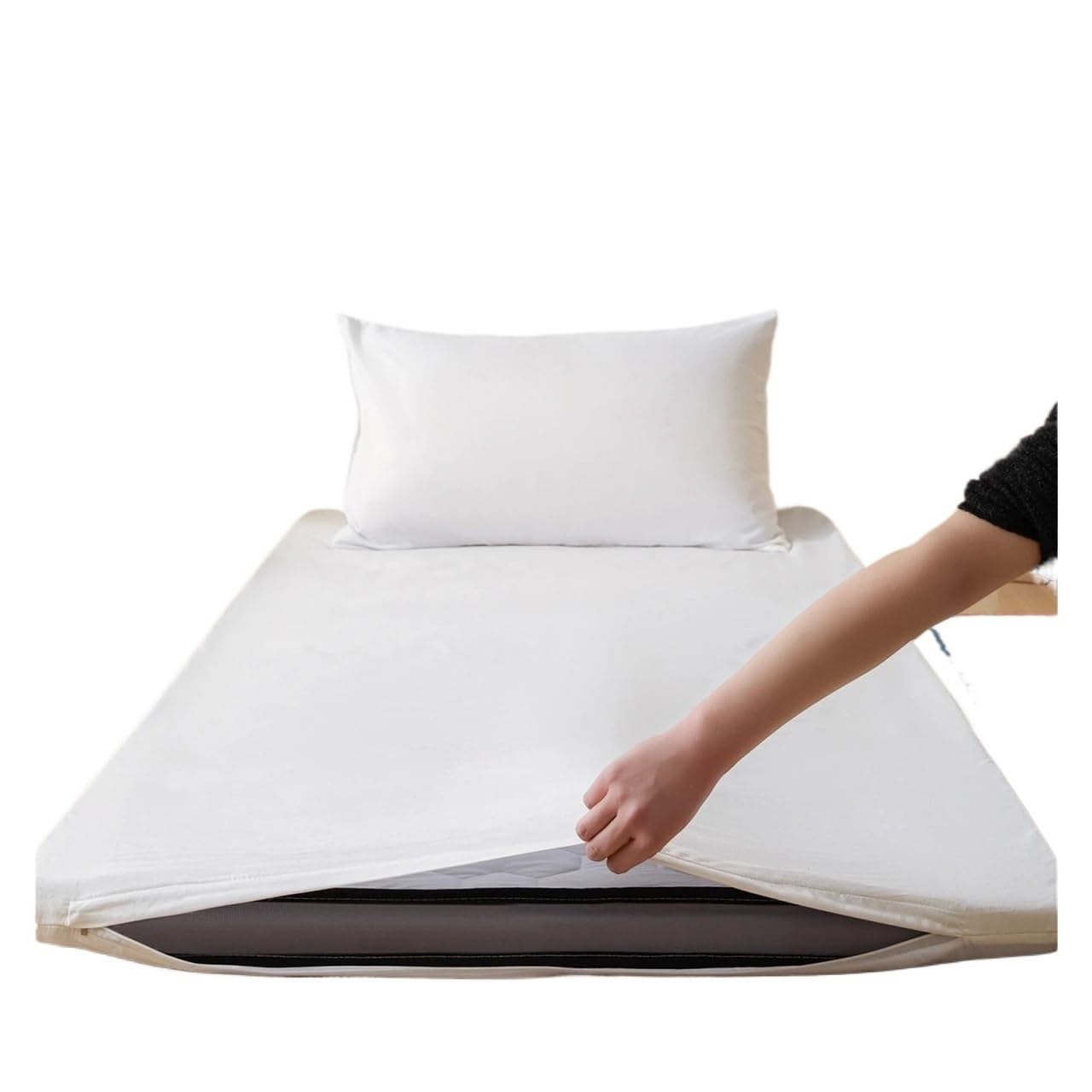 ZIHDKE 1pcs Model Bed - Pure Color Mattress Cover Single Piece for Tatami(White,90x120cm)