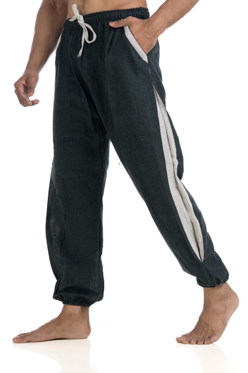 HALLUCINATIONLoose Fit Cotton Pajama Pant for Men for Daily Use Pjs (One size 28 to 34) Yoga, Harem Baggy Trouser Linen Pure Cotton Comfy Casual Sleep Lounge Beach Wear