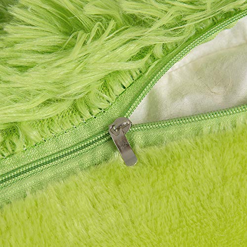 Image of MIULEE Pack of 2 Luxury Faux Fur Throw Pillow Cover Deluxe Decorative Plush Pillow Case Cushion Cover Shell for Sofa Bedroom Car Spring 18x18 Inch Green