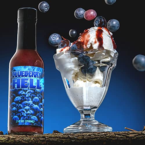 Hellfire Blueberry Hell Hot Sauce With Carolina Reaper Peppers, Gourmet, Award-Winning Fruit-Based Hot Sauce, 5 Oz. #TOP6