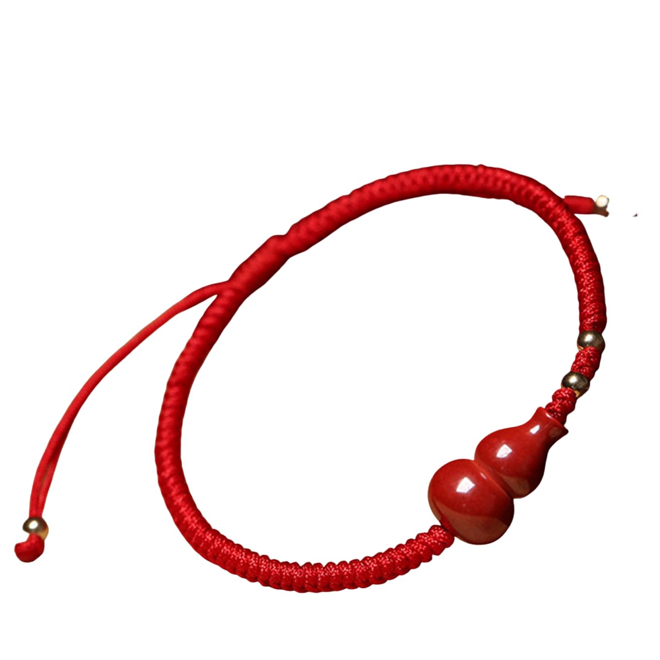 Braccialetto Feng Shui Wealth Wu Lou naturale cinabro zucca rossa braccialetto intrecciato regolabile gioielli portafortuna amuleto talismano per prosperità denaro fortuna fortuna