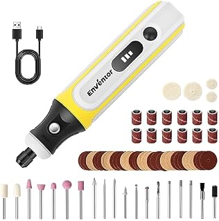 ENVENTOR Mini narzędzie wielofunkcyjne, 4 V narzędzie obrotowe z 75 akcesoriami, 5000-16000 obr./min, 3 regulowane prędkości, ładowanie przez USB, do grawerowania, szlifowania, polerowania, wiercenia,