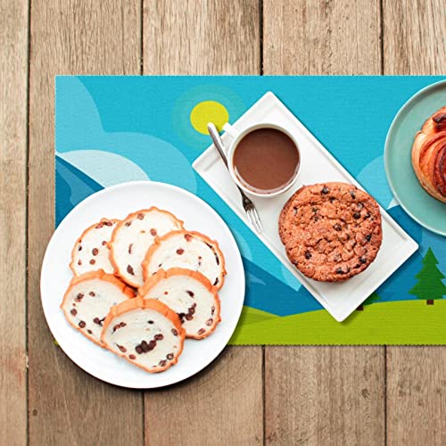 Set de table pour table à manger lot de 6 résistant chaleur motif montagne