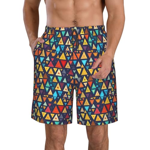 Triangle Geometric Print Stylish Men Beach Shorts Lightweight Cozy Swim Trunks Summer Casual Outings Holiday