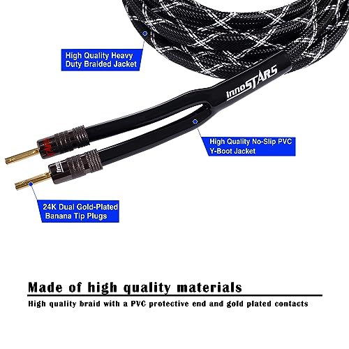 Cable de audio para altavoz de 12 AWG negro con conectores banana dobles 2