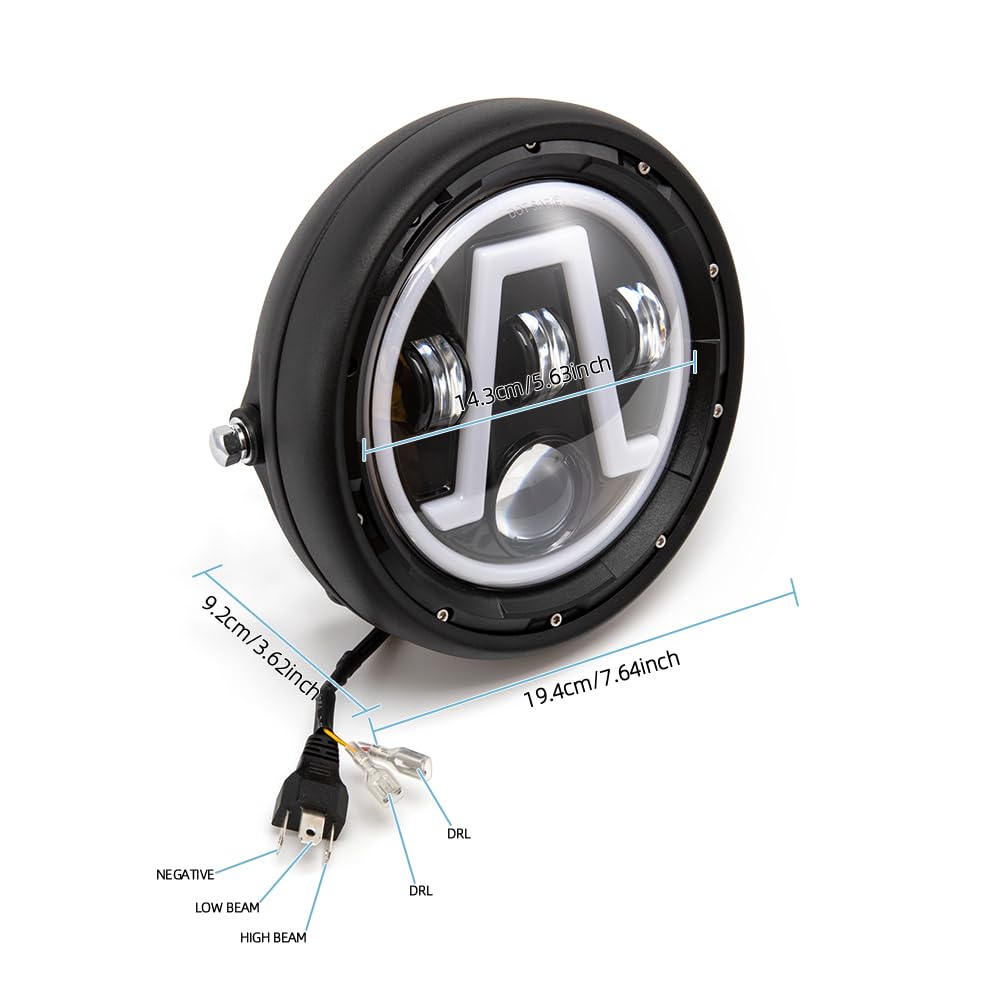 Reflektor motocyklowy LED 7" uniwersalny retro reflektor przedni do Cruiser Cafe Racer Chooper