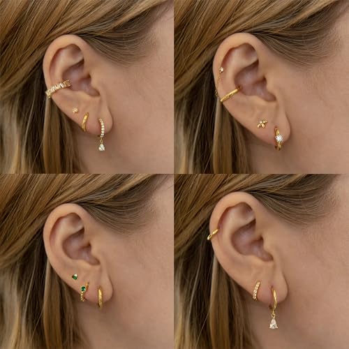 6 Pairs Small Gold Huggie Hoop Earrings Set for Women, 18K Gold Plated, Hypoallergenic, Lightweight, Tiny Hoops for Sensitive Ears, Multiple Piercing, Cartilage, Helix, Tragus Jewelry4