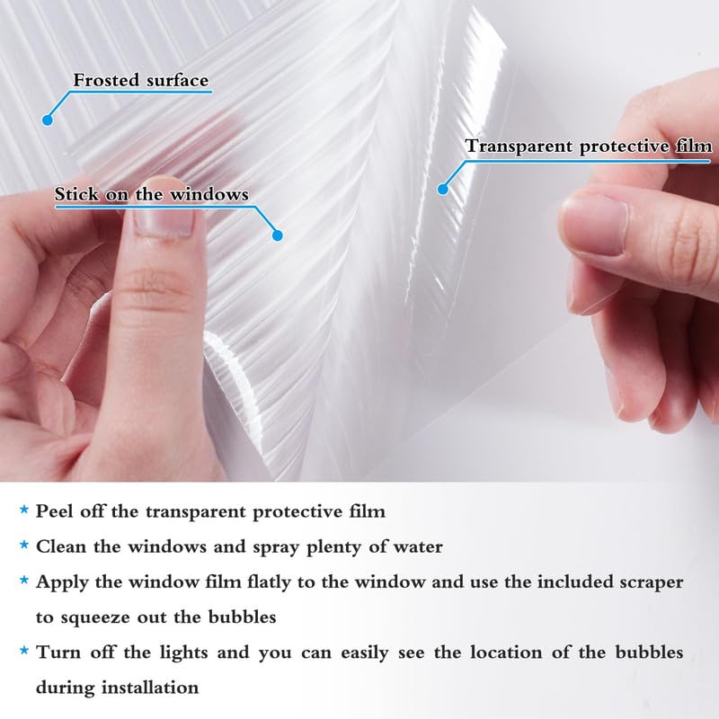 Image of Window Privacy Film Tint Glass Film Self Adhesive Glass Film - Fluted |16 X 84 Inchs