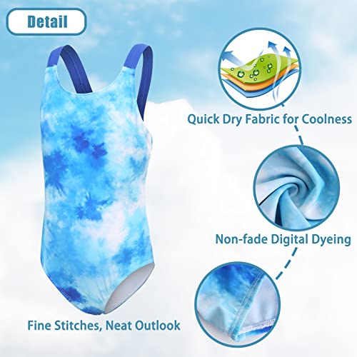 Girls One Piece Swimsuits Tie Dye Bathing Suit for Girls Hawaiian Swimwear 3-16 Years3