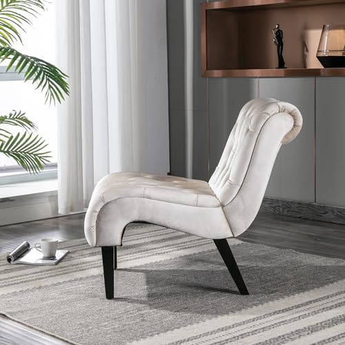 ZONJIE Sessel Wohnzimmer, Ohrensessel Schlafzimmer, Relaxsessel Lesesessel, Armlehnensessel Relax Sessel Lounge Sessels, Samt Gepolstertes Sofa fürs Wohnzimmer Schlafzimmer Arbeitszimmer (Beige)