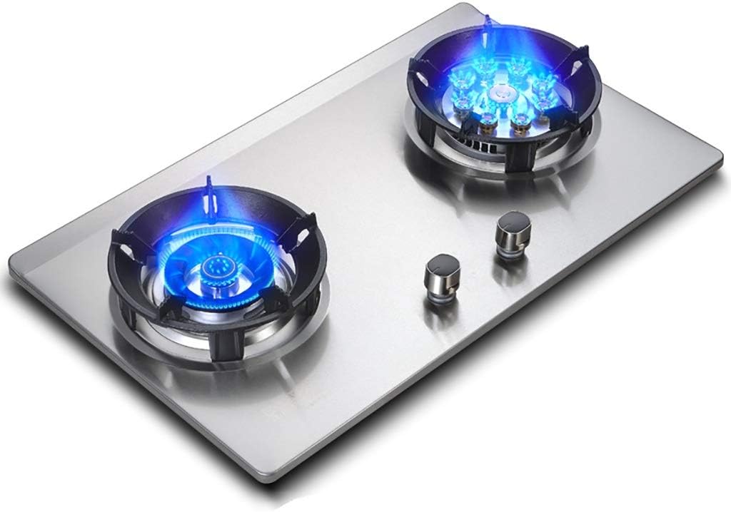 Mini Gas Stove Built-inGas hob 7.0KW Nine-Cavity Fierce Fire Ring+4.8KW Blade Whirl Fire Ring Stainless Steel and Cast Iron Stove Stand Easy to Clean [Energy Class A] (Size : NG) ()