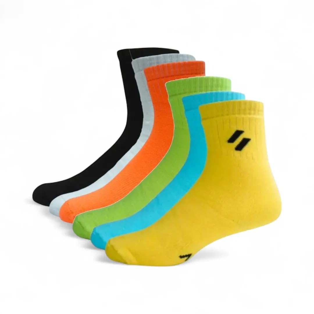 Athletic Sports Socks |Unisex Everday Mid Calf Length |Compression Band |Odour-Free & Breathable|Light Weight Training Sports Socks | Pack of 6-image-36