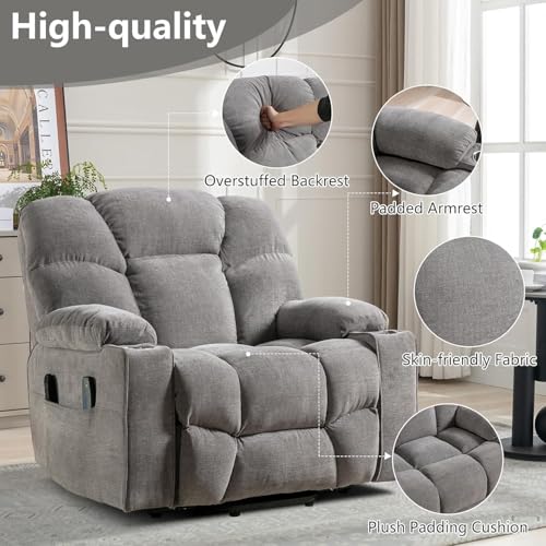 Sillón reclinable eléctrico gris oversized miniatura 4