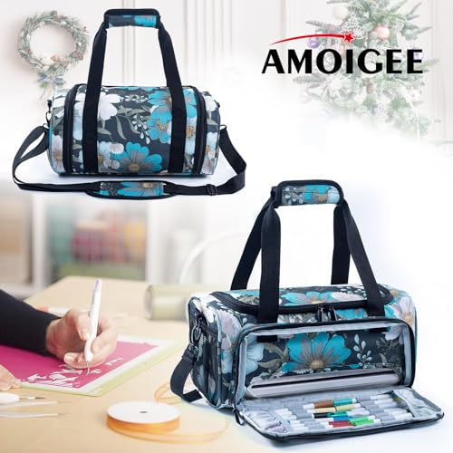 Image of AMOIGEE Carrying Case for Cricutt Joy Xtra, Joy Extra Bag, Full Open Case with Pockets for Cricutt Joy Xtra Accessories and Tools, Dust Cover, Mat