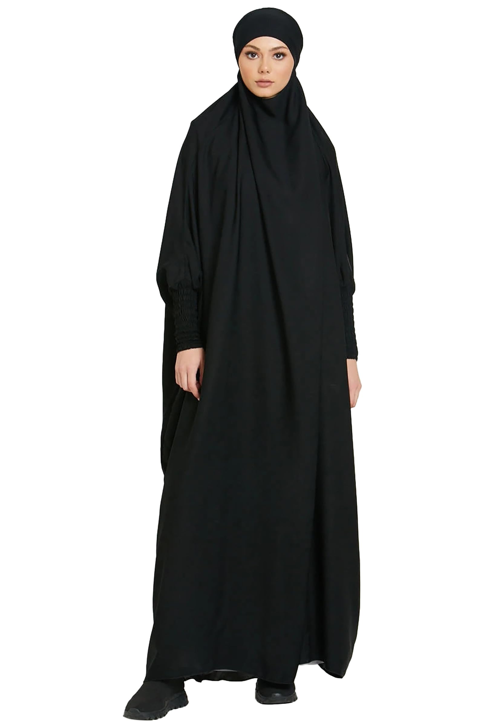 Women One-Piece Muslim Abaya Dubai Islam Hijab Robe Solid Lady Prayer Hoodied African Dress
