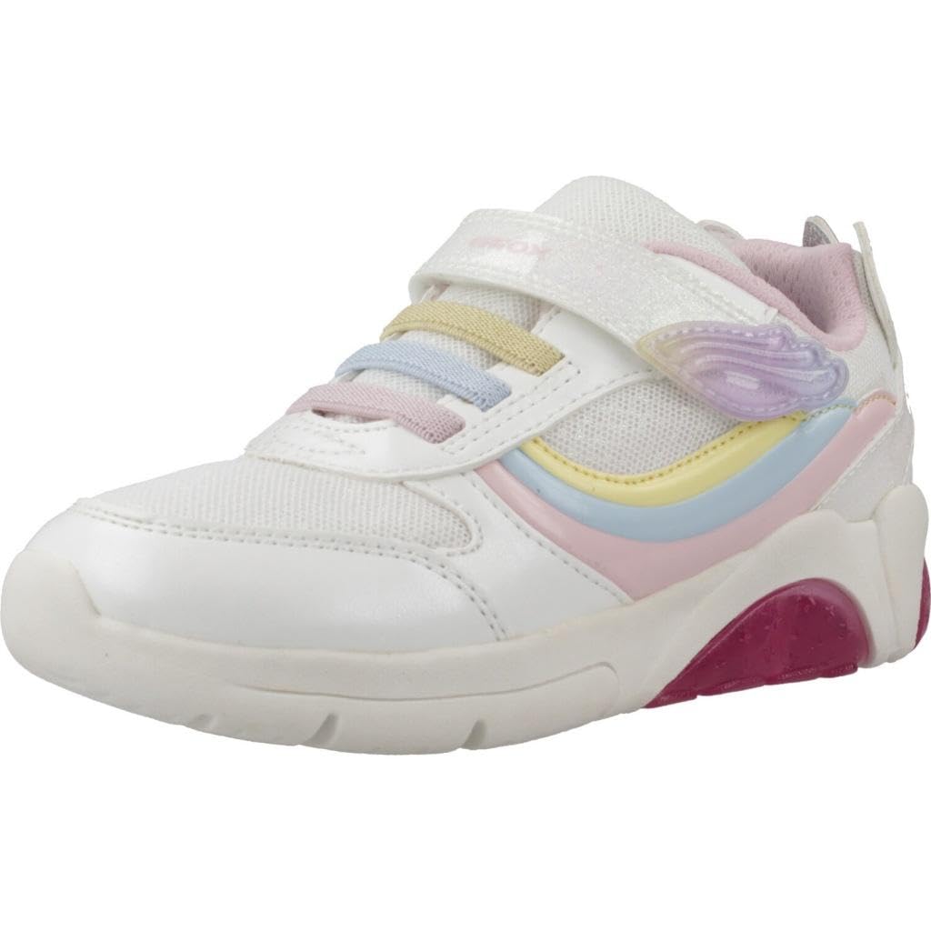 Geox J FADINLIGHT Girl A, Girls’ Sneaker, White/Multicolor,