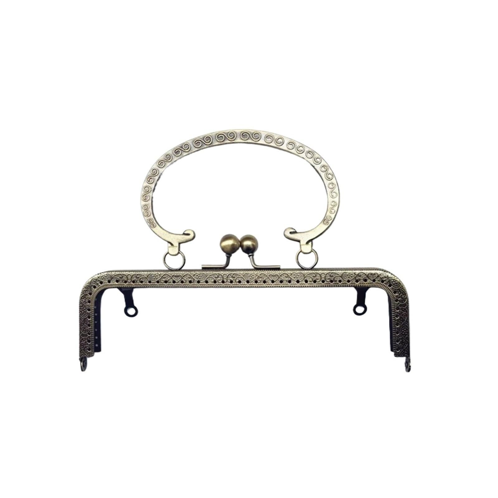 PVUVTNAHW 2pcs Antique Bronze Golden 20cm Big Size Metal Purse Frame Vintage Handle Tone Kiss Clasp DIY Bag Accessories(Antique Bronze)