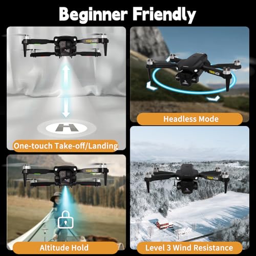 Toladrone Pliable Drone avec Camera, Drone 4K avec Transmission sur Écran LCD, Mode sans Tête, Réglage Électrique à 90°, Drones pour Débutants Quadricoptère RC pour Adultes, TD12LCD – Image 4