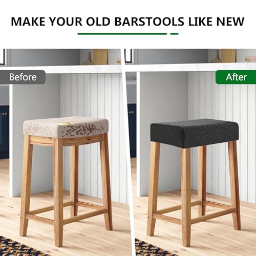 Image of YISUN Stool Covers Rectangle - 4 Pack Stretch Waterproof Saddle Seat Cover Counter Bar Stools Bar Chairs Covers Kitchen Island Chairs Cushion Protector