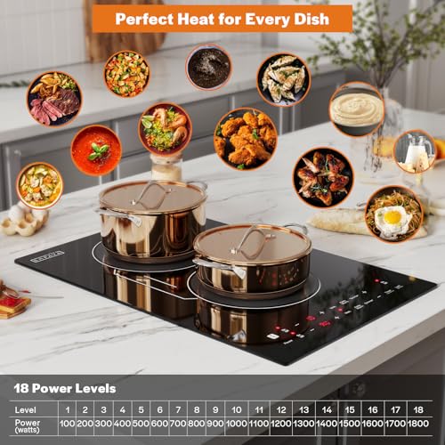 image for Empava Double/Dual Induction Cooktop 2 Burner, Shatter-proof Flat Glas